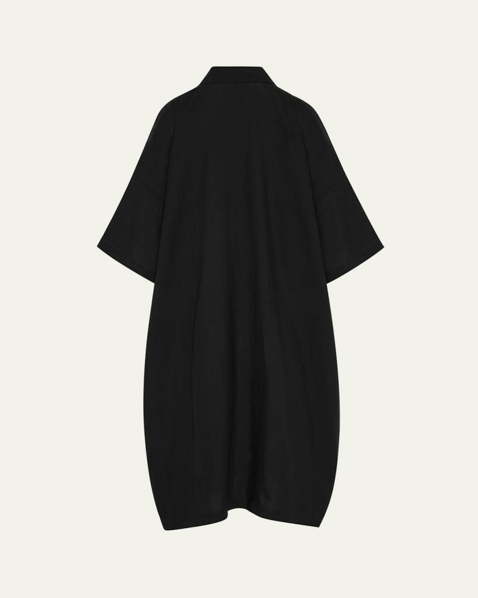 Angle-To-Front Side Seam Short Sleeve Dress with Collar